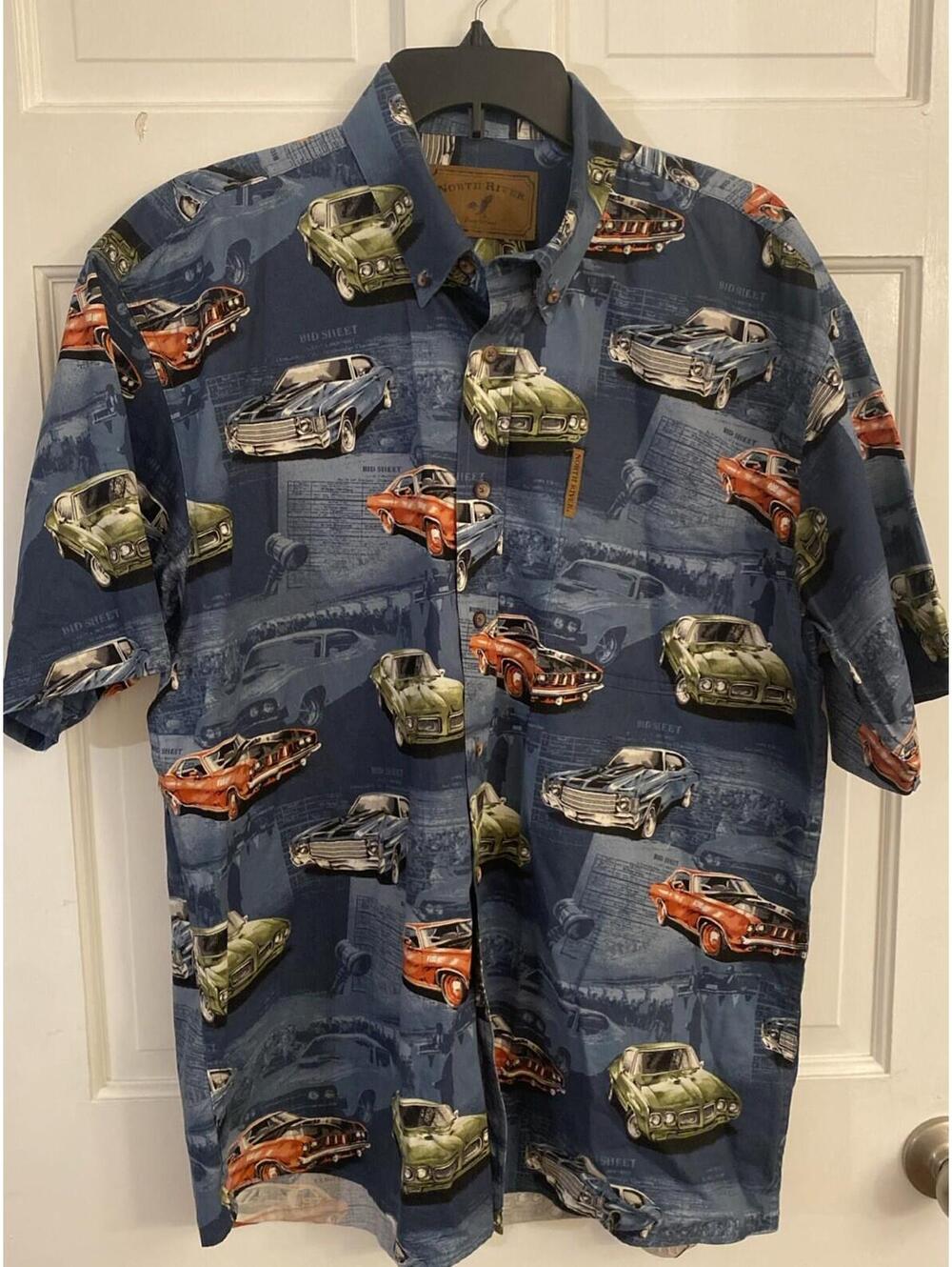 Classic Pickup Trucks North River Outfitters Mens L BLUE SS Button up Shirt